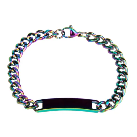 Bracelet Gourmette Minimaliste en Acier Inoxydable Avec Barre ID Pour Hommes Femmes Bracelet à Maillons Géométriques Bijoux Mode