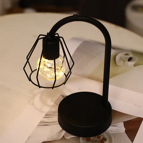 Modern Minimalist G-Shaped Iron Table Lamp With LED String Lights Creative Bedside Night Light For Bedroom Home Decor