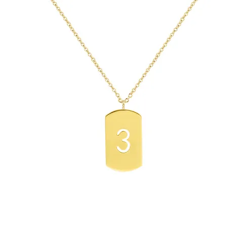 Collier Pendentif Chiffre En Acier Inoxydable Minimaliste Bijoux De Chaîne D étiquette Géométrique Gravable Pour Cadeau Unisexe