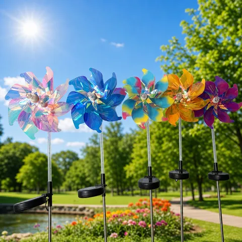 Solar Windmill Garden Lights Outdoor Waterproof Landscape Decoration LED Solar Powered Windmill Stake Lights For Yard Lawn Patio