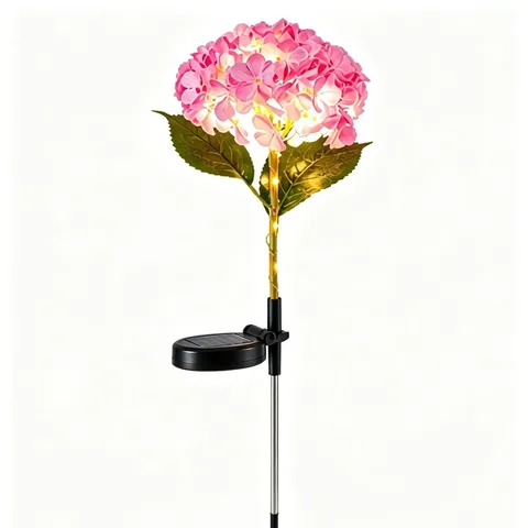 Solar Hydrangea Stake Lights Outdoor Garden Decor Waterproof LED Simulation Flower Lights For Pathway Yard Courtyard Atmosphere