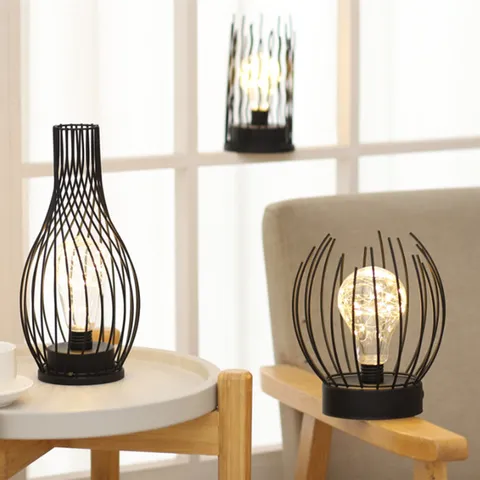 Nordic Roestvrij Staal LED Draad Bureaulamp Geometrisch Hol Nachtlicht Voor Thuis Slaapkamer Decoratie Woonkamer