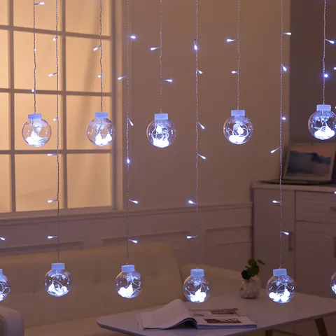 LED Wishing Ball Curtain String Lights Plastic Transparent Globe Lights For Christmas Wedding Party Indoor Decoration