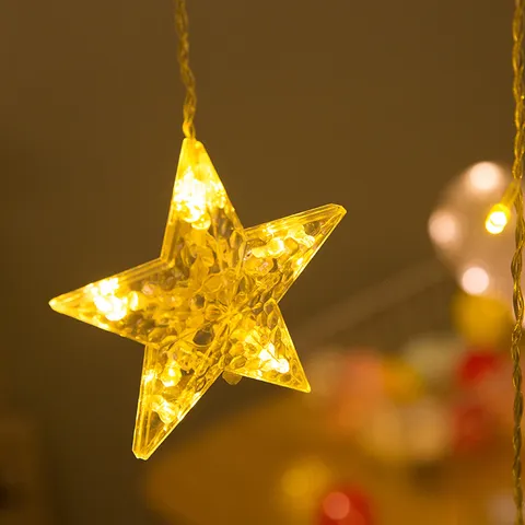 LED Ster Gordijn Lichterketting Kunststof Kerstmis Feeënlichterketting Stekker In Lamp Voor Slaapkamer Festiviteit Thuis Decor