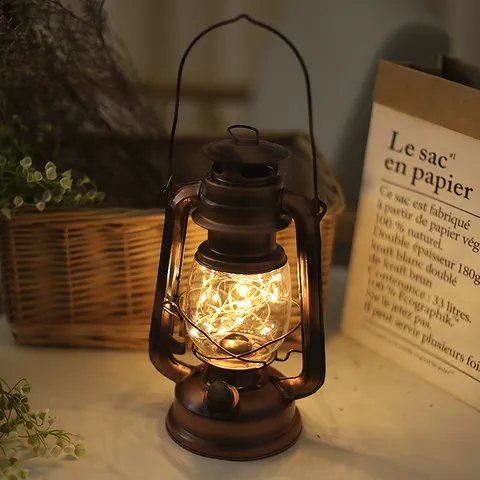 Vintage Solar LED Camping Lantern Retro Portable Metal Hanging Horse Lamp Dimmable Outdoor Garden Decorative Night Light Antique Bronze Hurricane Lantern