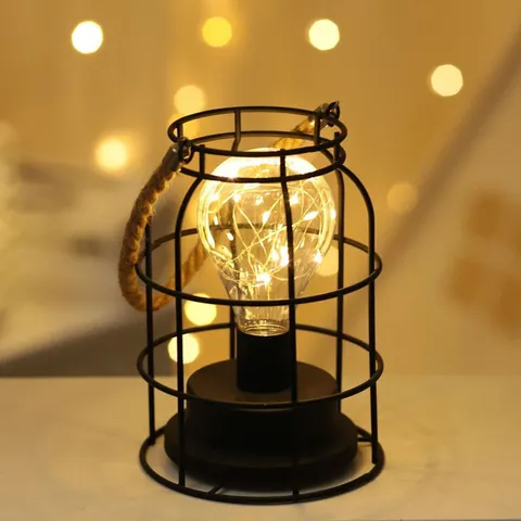 Moderne Geometrische IJzeren Hennep Touw LED Tafellamp INS Stijl Decoratieve Nachtlampje Voor Bar Restaurant Slaapkamer Huis Atmosfeer Licht