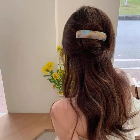 Elegant Acetate Spring Hair Clip For Women French Handmade Ponytail Clip Marble Tortoiseshell Hair Barrette Fashion Hair Accessories