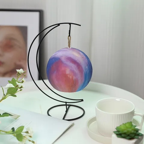 3D Moon Lamp Planet Night Light 7 Color Changing LED Bedside Atmosphere Plastic Globe Light with Stand for Room Decor
