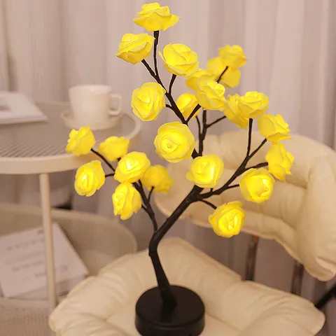 Creatieve LED Rozenbloem Boom Lamp Modern Minimalistisch Nachtlampje Batterij USB Aangedreven Tafellamp Voor Kerstmis Huis Slaapkamer Decoratie