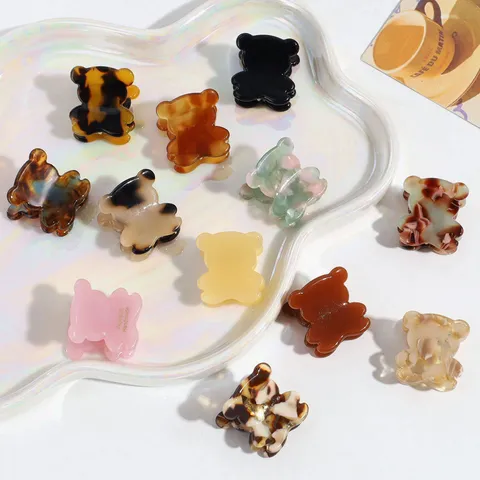 Cute Acetate Mini Bear Claw Clip Cartoon Animal Texture Hair Jaw Clips Delicate Small Bangs Hairpin Hair Accessories For Kids