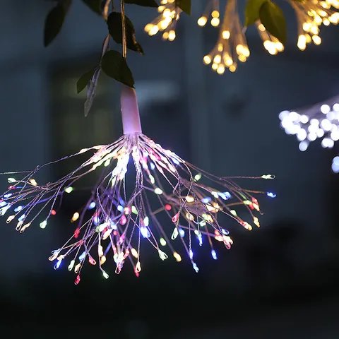 LED Hangende Vuurwerk Verlichting Buiten Tuin Decoratieve Sterrenstraal Koperdraad Lichtsnoer Voor Kerstboom Feest Decoratie