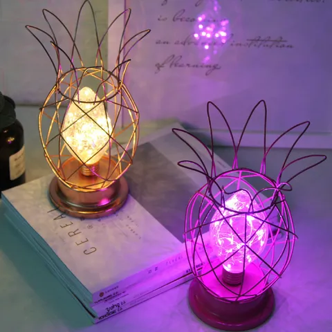 Noords Ijzer Geometrisch Ananas Decoratief LED Tafellamp Creatief Metaal Net Schreibtisch Nachtlampje Voor Slaapkamer Feest Thuis