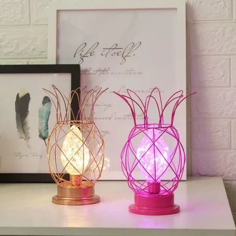 Noords Ijzer Geometrisch Ananas Decoratief LED Tafellamp Creatief Metaal Net Schreibtisch Nachtlampje Voor Slaapkamer Feest Thuis