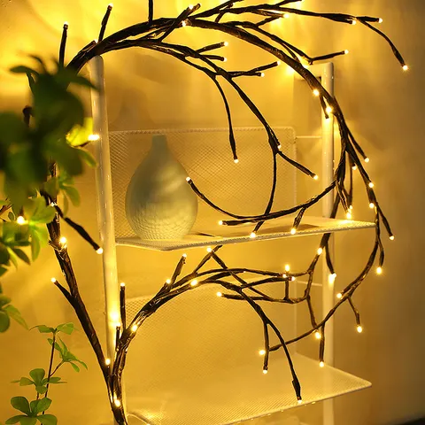 LED Wilgenrank Lichtsnoer Warm Wit Fairy Lights Flexibele Boomtak Slinger Voor Huis Slaapkamer Muur Decor Kerstmis Bruiloft Feest