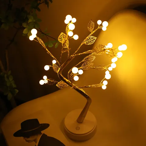 LED Decoratieve Boom Nachtlampje USB Batterij Aangedreven Fee Bonsai Boom Lamp Voor Slaapkamer Romantische Home Decor Kerstmis Valentijn Cadeau