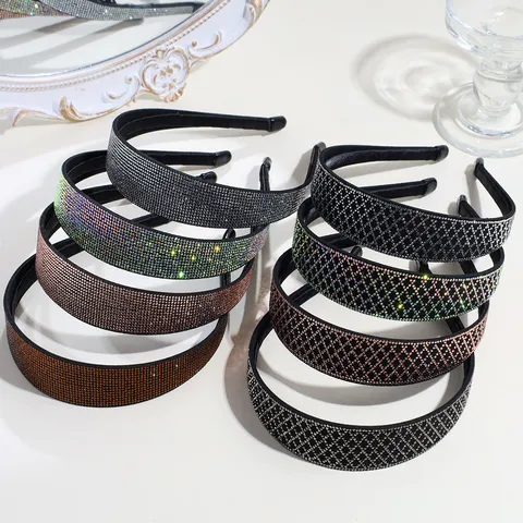 Serre-tête Rembourré en Strass Mode Pour Femmes Élégant Bandeau Large à Côté Cristal Scintillant Cerceau Cheveux Fête Quotidien Accessoires Cheveux