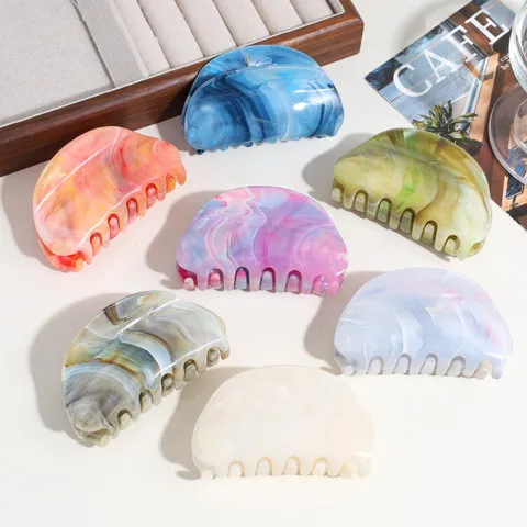 Mode Marmerpatroon Haarklem Halfcirkelvormige Haarklauw Vrouwen Dagelijks Veelzijdige Haaraccessoires Voor Haarstyling