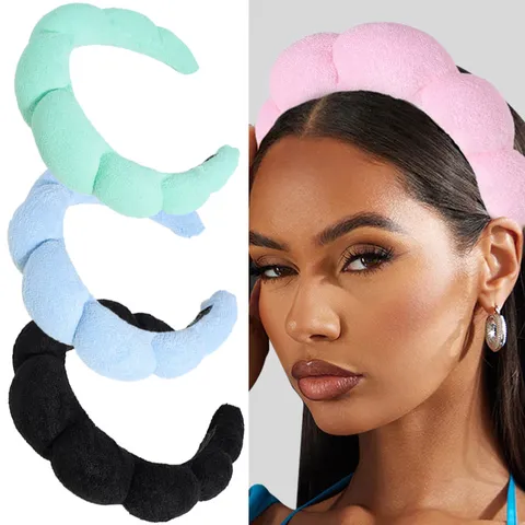 Thick Sponge Cloud Headband Solid Color Puffy Hair Hoop Makeup Face Washing Hair Accessories Fashion Hair Band For Women