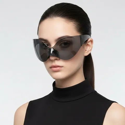 Punk Futuristisch Ein-Stück Wrap Sonnenbrillen Y2K Hip-Hop Übergröße Shield Sonnenbrillen Für Herren Damen Outdoor Party Mode