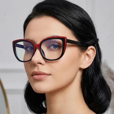 Ρετρό Σκελετοί Γυαλιών Cat Eye Με Προστασία Μπλε Φωτός για Γυναίκες Μοδάτα Γυαλιά Χωρίς Βαθμούς Διακοσμητικός Σκελετός
