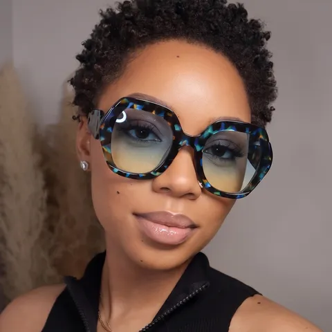 Lunettes de Soleil Femme Grande Monture Mode Polygone Tendance Lunettes de Protection UV400 Matériau PC Lunettes d'Ombrage Extérieures