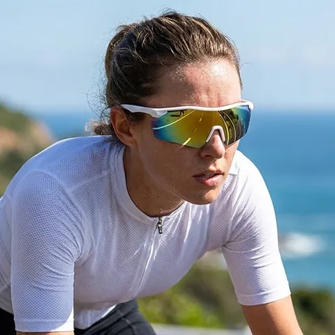 Occhiali da Sole da Ciclismo Oversize Monopezzo Moda Retrò Protezione UV400 Occhiali da Sole Sportivi Antivento per Uomo Donna