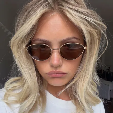 Vintage Metal Thin Frame Sunglasses For Unisex Retro Oval Cat Eye Sun Glasses Electroplated Painted Coating Fashion Trendy Eyewear UV Protection Eyeglasses Gift