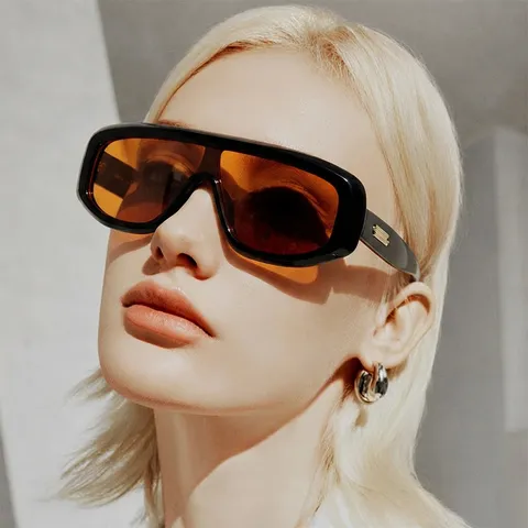 Mode Übergroße Einteilige Sonnenbrille Für Damen Herren PC Rahmen Integriertes Glas Retro Hip Hop Quadratische Schildbrille Outdoor Fahren Streetwear