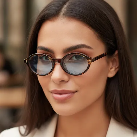 Retro Oval Sunglasses For Women Men Vintage Fashion UV400 Protection Small Round Frame Outdoor Vacation Sun Glasses With Rice Nail Decor