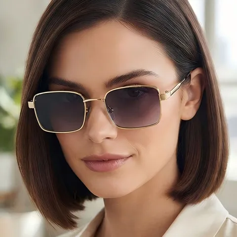 Fashion Metal Retro Square Sunglasses For Women Men Luxury Cat Eye Sun Glasses Outdoor Driving Anti UV Eyewear Party Trendy Goggles