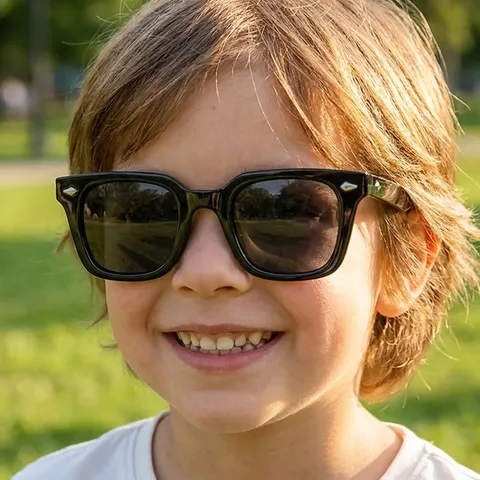 Occhiali da Sole Quadrati in Silicone per Bambini Occhiali da Sole alla Moda con Rivetti Protezione UV400 per Ragazzi Ragazze