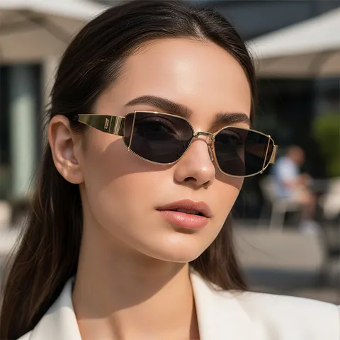 Gafas de Sol Cuadradas de Metal Vintage Hip Hop Para Mujeres Hombres Moda Protección UV400 Retro Geométrico Estilo Callejero Gafas
