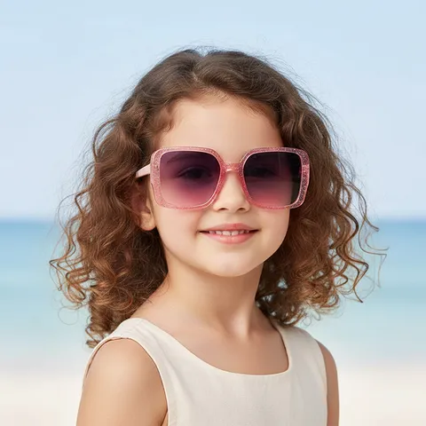 Occhiali da Sole alla Moda per Bambini Montatura Quadrata Glitter UV400 Protezione per Ragazzi Ragazze Outdoor Party Accessori