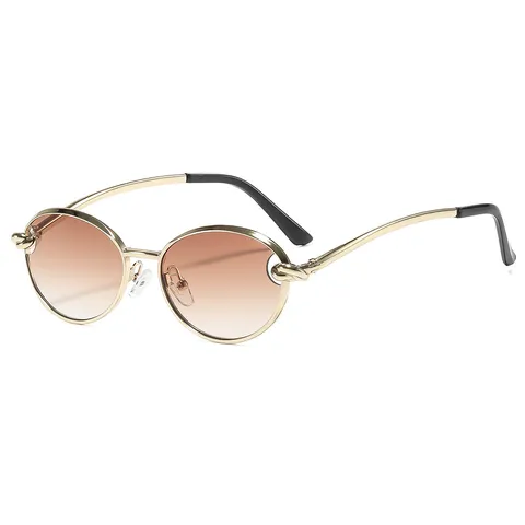 Vintage Metalen Ronde Cat Eye Zonnebril Voor Dames UV400 Bescherming Trendy Verloop Glazen Bril Outdoor Feest Modebril