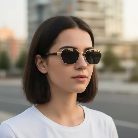 Gafas de Sol Cuadradas de Montura Metálica Retro para Mujeres Hombres Vintage Polígono UV400 Protección Solar Exterior Viaje Ciclismo