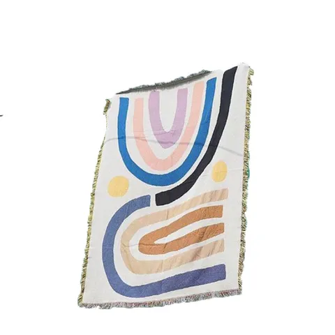 Nordic Ins Style Knitted Blanket Colorful Geometric Pattern Throw Blanket For Sofa Bed Office Living Room Home Decor