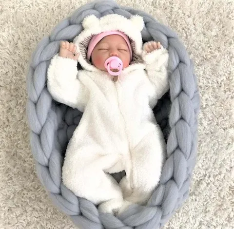 Handgemachte Gestrickte Neugeborenen Fotografie Requisite Babynest Dickes Garn Säugling Schlafkorb Decke