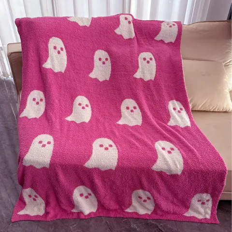 Halloween Ghost Blanket Knitted Jacquard Throw Blanket American Style Soft Polyester Blanket For Home Bed Sofa Decor