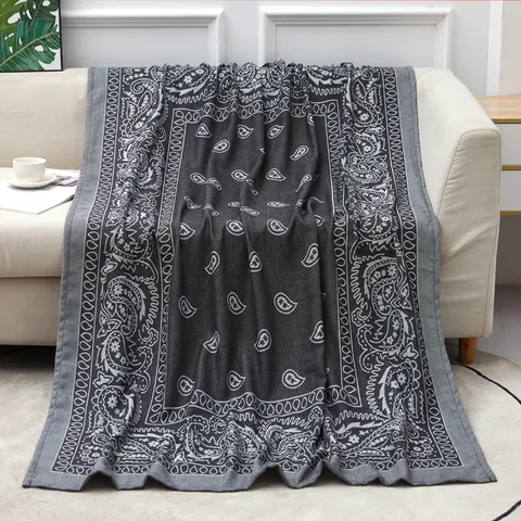Couverture Jacquard Tissée Couverture Jetée Douce et Chaude Motif Paisley Voyage Aviation Couverture Pour Lit de Canapé Maison Salon