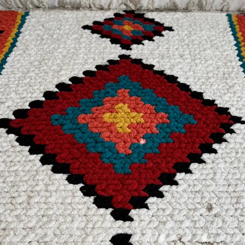 Handmade Chenille Knit Throw Blanket Ethnic Geometric Pattern Tassel Thick Blanket For Bedroom Living Room Sofa