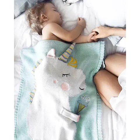 Handgemachte Cartoon Gestrickte Babydecke Süße Einhorn Bär Kinder Klimaanlage Decke Weiche Wohndecke