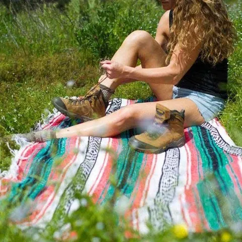 Mexican Style Woven Throw Blanket Geometric Striped Fringe Blanket For Beach Picnic Outdoor Home Decor