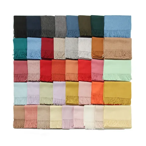 Unisex Winter Warm Wool Scarf Solid Color Tassel Shawl Long Soft Casual Neck Wrap Fashion Cold Weather Accessories