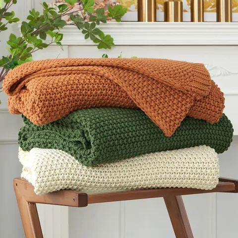 American Style Geometric Pattern Acrylic Knitted Jacquard Blanket Sofa Throw Blanket