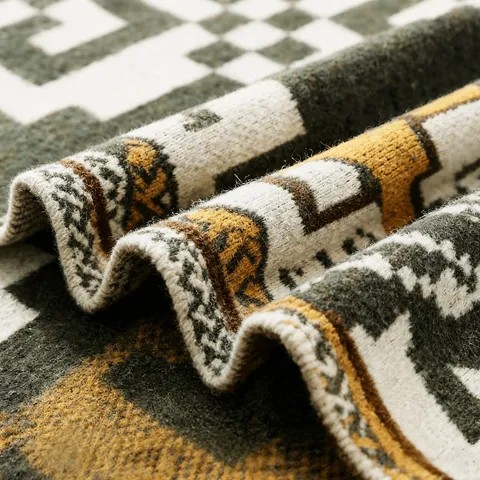 Ethnic Geometric Pattern Wool Blanket Cozy Woven Jacquard Throw Blanket For Bed Sofa Living Room Home Decor