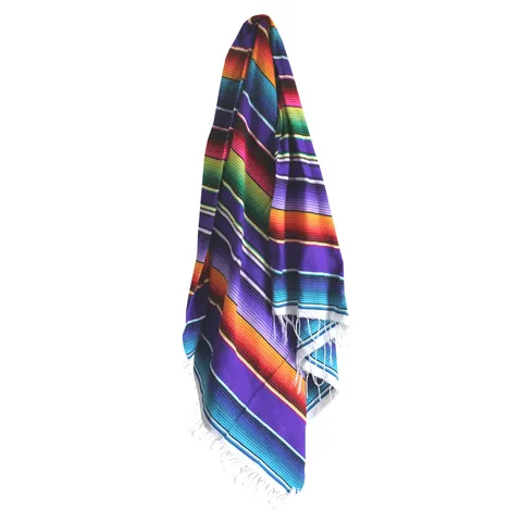 Mexican Table Runner Colorful Striped Woven Blanket Boho Ethnic Style Multicolored Tablecloth For Home Party Dining Decor