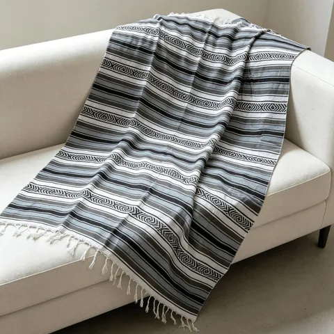 Mexican Style Geometric Woven Fringe Blanket Cotton Throw Blanket Beach Towel Picnic Mat
