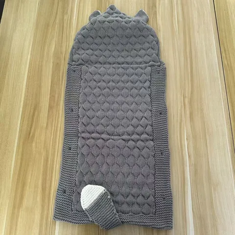 Multifunctional Knitted Baby Sleeping Bag Anti Kick Quilt Cute Animal Ears Warm Stroller Swaddle Blanket Infant Bedding