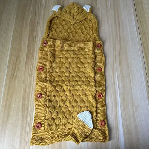 Multifunctional Knitted Baby Sleeping Bag Anti Kick Quilt Cute Animal Ears Warm Stroller Swaddle Blanket Infant Bedding