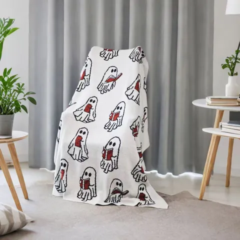 Acryl Gebreide Plaid Geest Jacquard Cashmere-achtige Zachte Warme Sofadeken Halloween Festival Cadeau Huisdecoratie